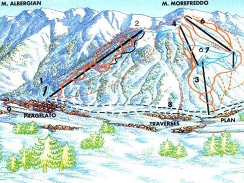 Mappa piste da sci Pragelato